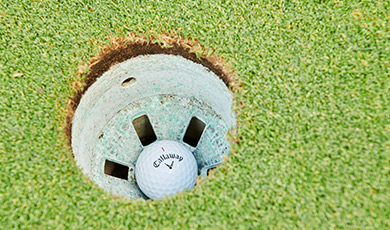 golf ball in hole