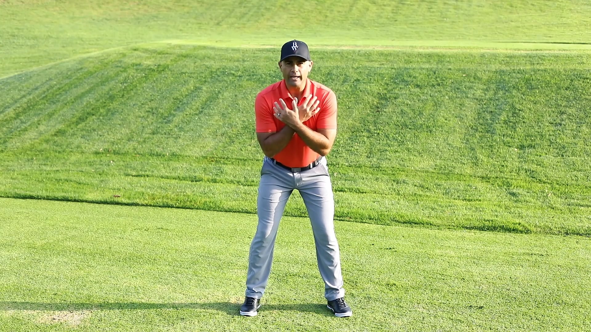 Golf upper body position demonstration
