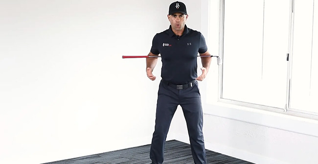 golf club behind the back to feel correct rotation demonstration