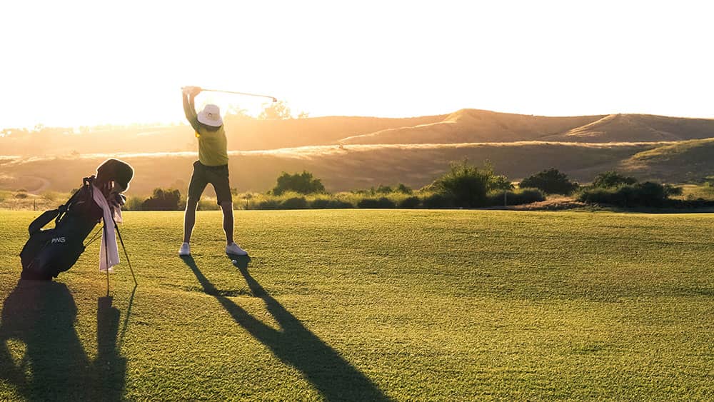 golf at sunset