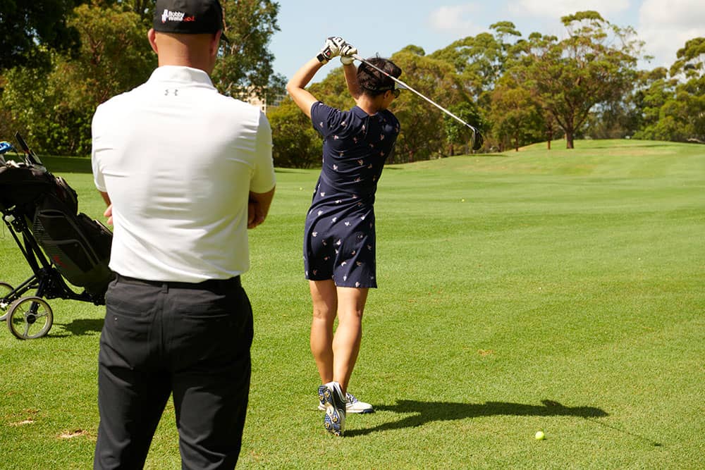 female golfer a-flex shaft